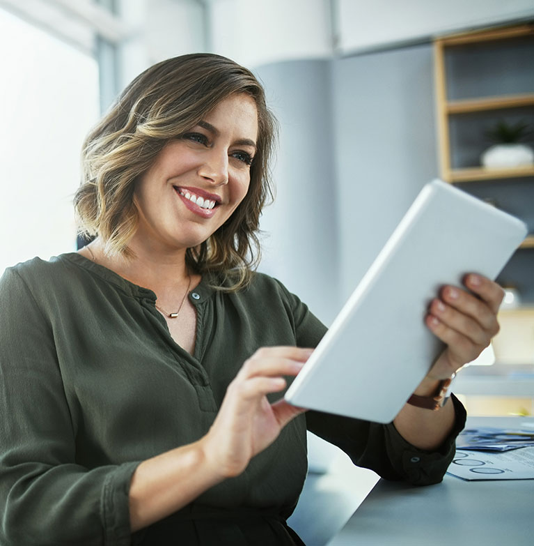 Woman on ipad.