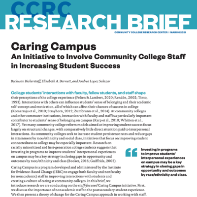 Caring Campus An Initiative to Involve Community College Staff