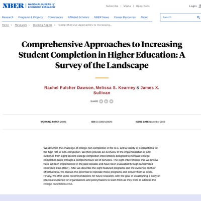 Comprehensive Approaches to Increasing Student Completion 