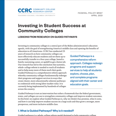 Investing in Student Success at Community Colleges