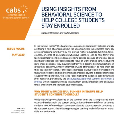 Using Insights from Behavioral Science to Help College Students Stay Enrolled