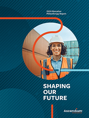 The cover of Ascendium's 2024 Education Philanthropy Annual Report titled Shaping Our Future